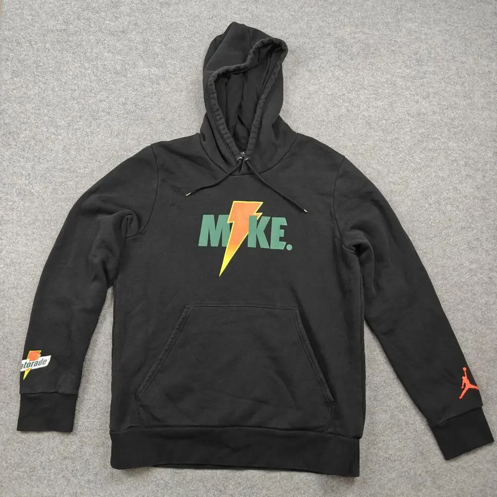 Jordan Hoodie Mens Large Black Gatorade Graphic Pullover Fleece Hooded